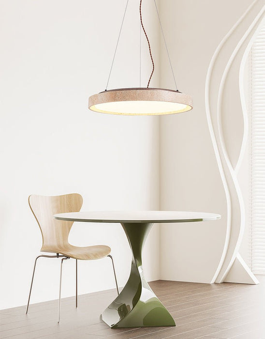 Travertine Circle Led Pendant Light Simprolos