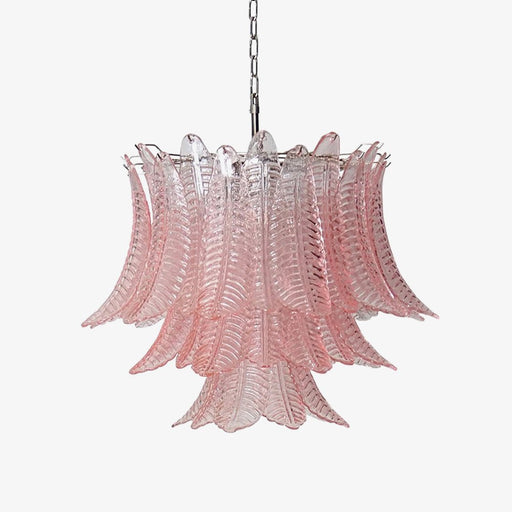 Pink Glass Leaf Chandelier Vakkerlight