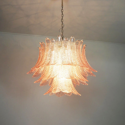 Pink Glass Leaf Chandelier Vakkerlight