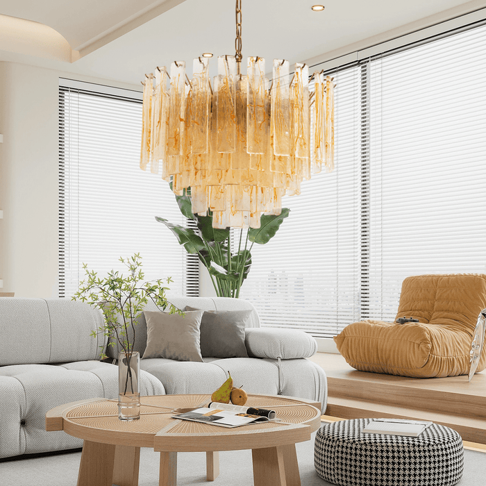 Golden Amber Glass Chandelier Vakkerlight