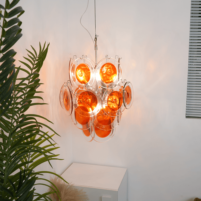 Orange Transparent Glass Disc Chandelier Vakkerlight