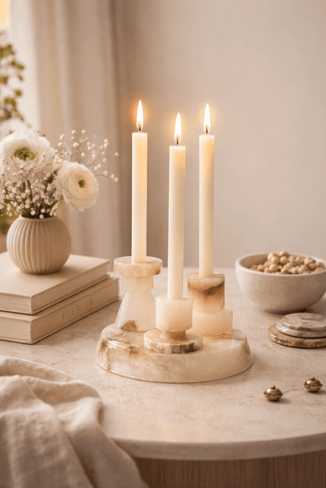 Lithia Tier Marble Candle Holder Vakkerlight