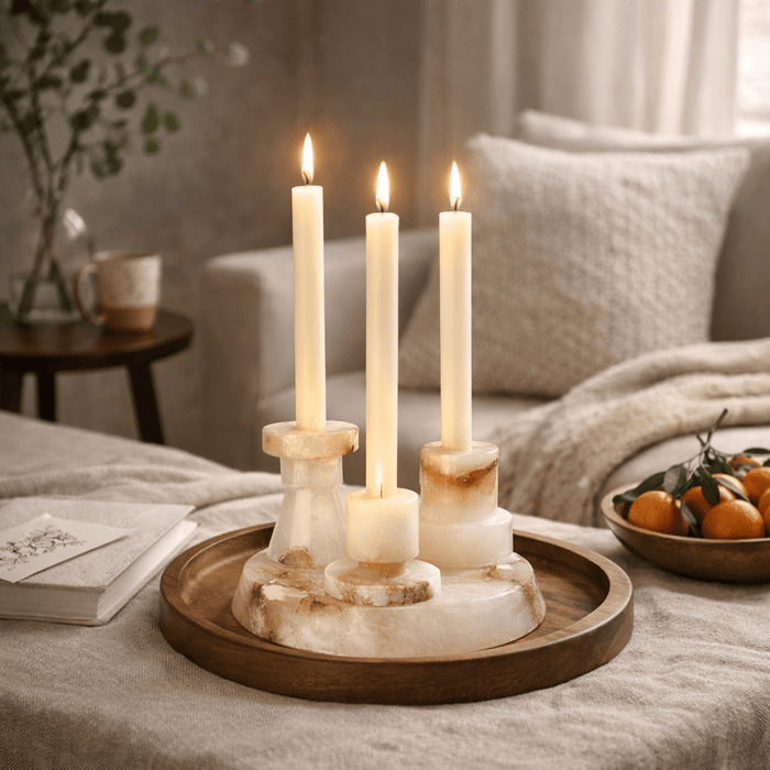 Lithia Tier Marble Candle Holder Vakkerlight