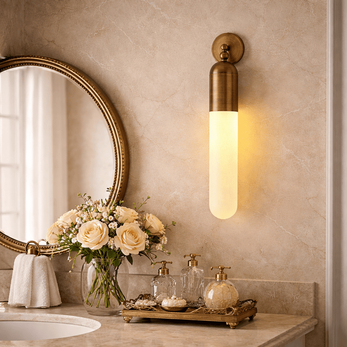 Alabaster Sculpted Tube Wall Sconce Vakkerlight