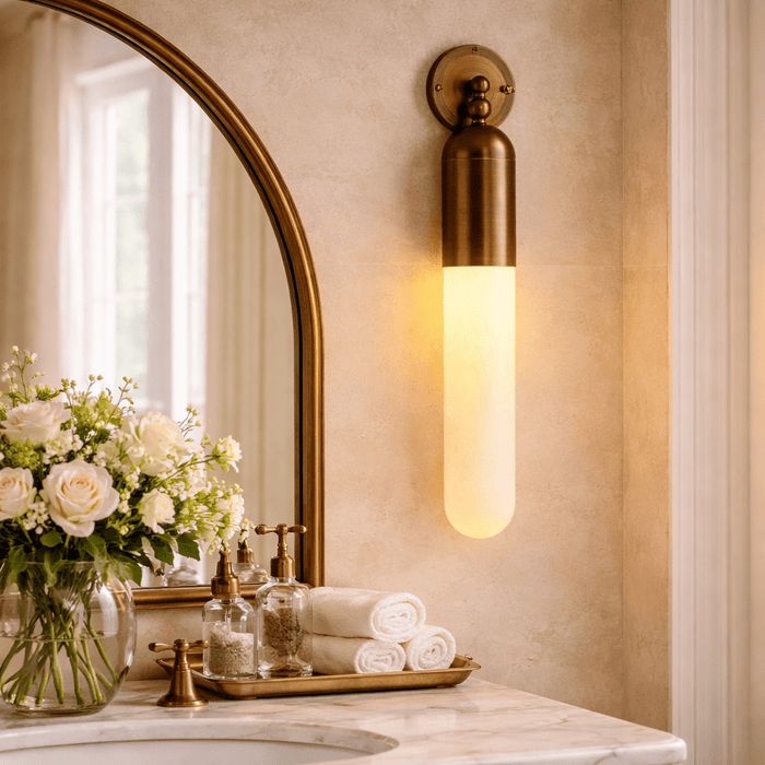 Alabaster Sculpted Tube Wall Sconce Vakkerlight