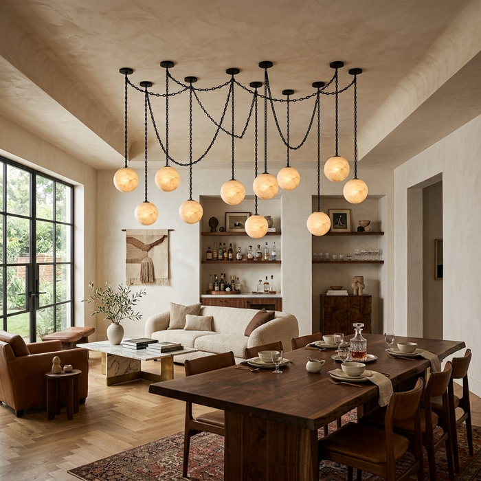 ndustrial Alabaster Orb Chain Chandelier Vakkerlight