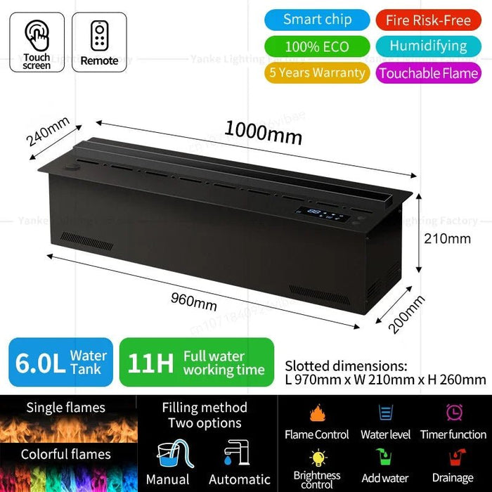 3D Atomized Fireplace Water Electric Fireplace 3D Mist Fireplace Embedded Realistic Mist Flame Remote Control APP Interior Decoration Steam Fireplace - Simprolos