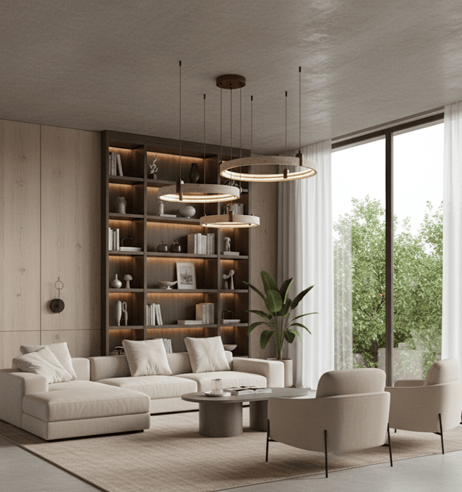 Celestial Orbit Travertine Chandelier Simprolos