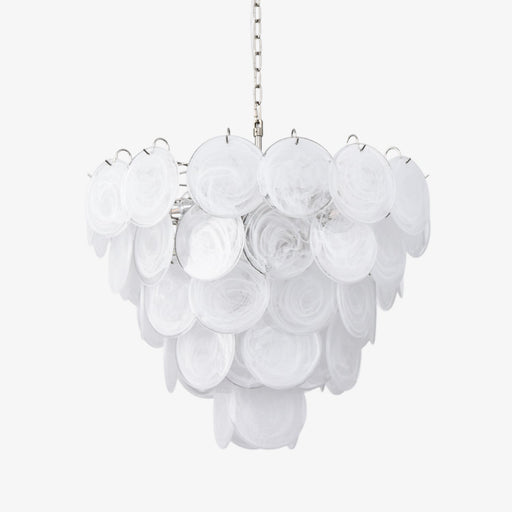 White Glass Disc Chandelier Vakkerlight