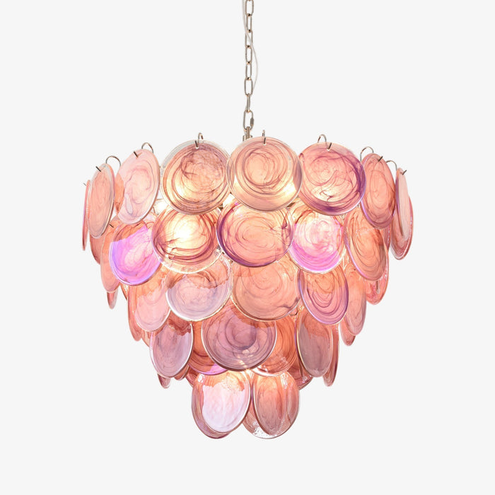 Pink Glass Disc Chandelier Vakkerlight