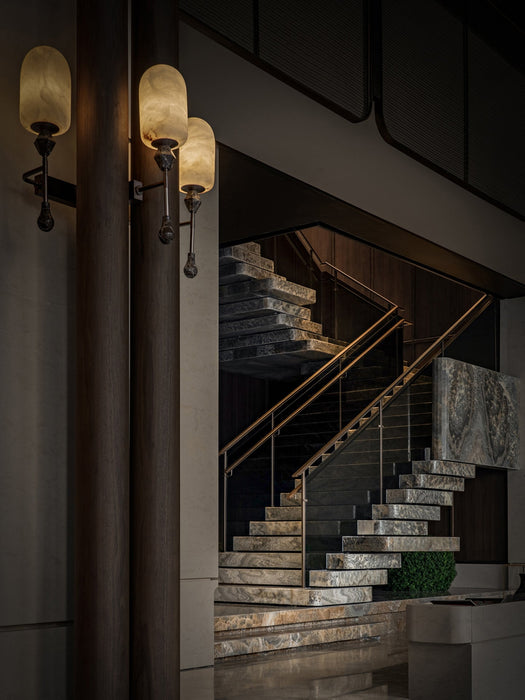 Alabaster Obelisk Double Alabaster Sconce Vakkerlight