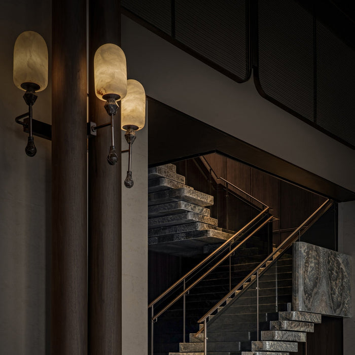 Alabaster Obelisk Double Alabaster Sconce Vakkerlight