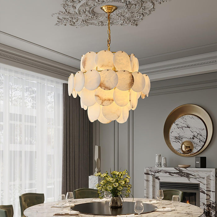 Alabaster Shell Brass Chandelier Vakkerlight