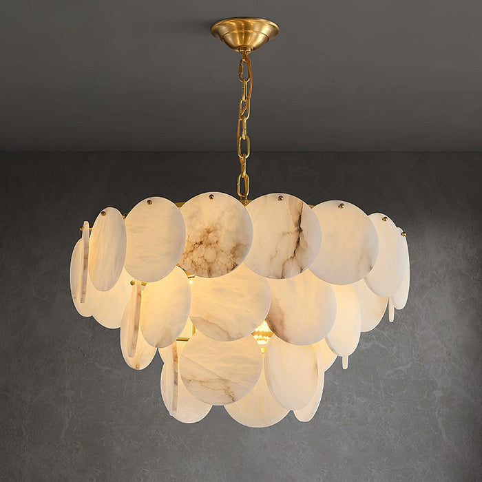 Alabaster Shell Brass Chandelier Vakkerlight