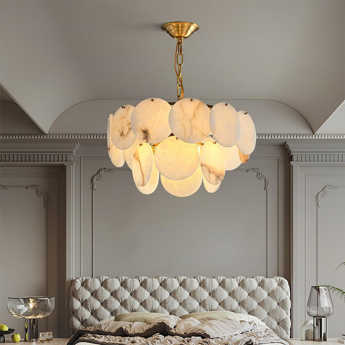 Alabaster Shell Brass Chandelier Vakkerlight