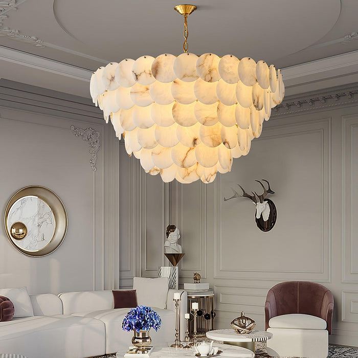 Alabaster Shell Brass Chandelier Vakkerlight