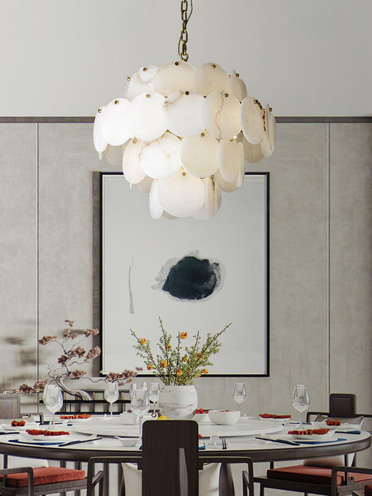 Alabaster Shell Brass Chandelier Vakkerlight