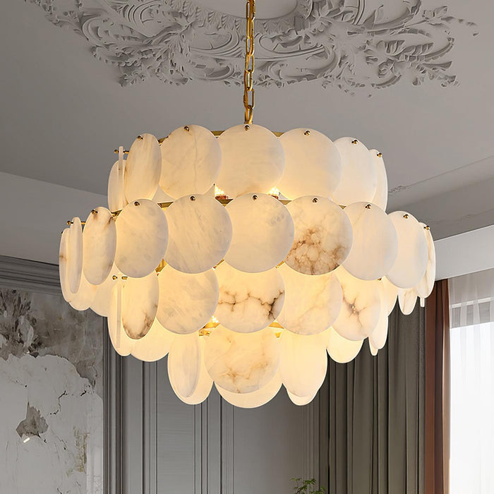 Alabaster Shell Brass Chandelier Vakkerlight