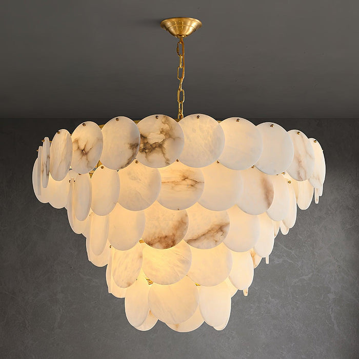 Alabaster Shell Brass Chandelier Vakkerlight