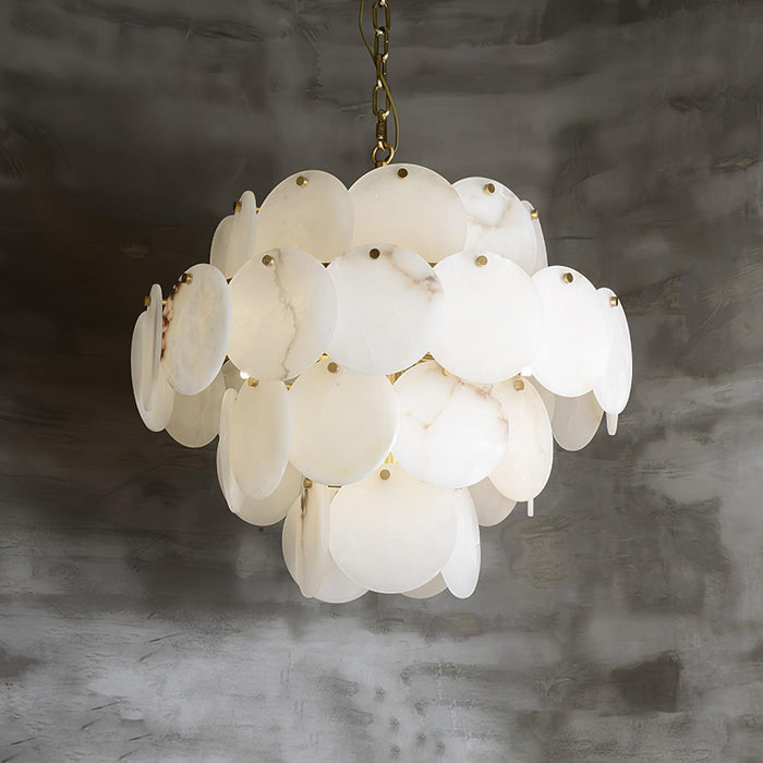 Alabaster Shell Brass Chandelier Vakkerlight