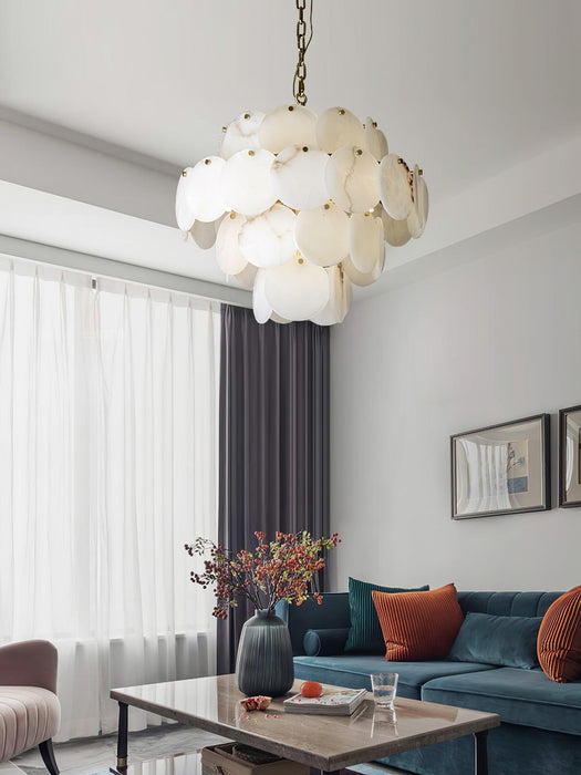 Alabaster Shell Brass Chandelier Vakkerlight