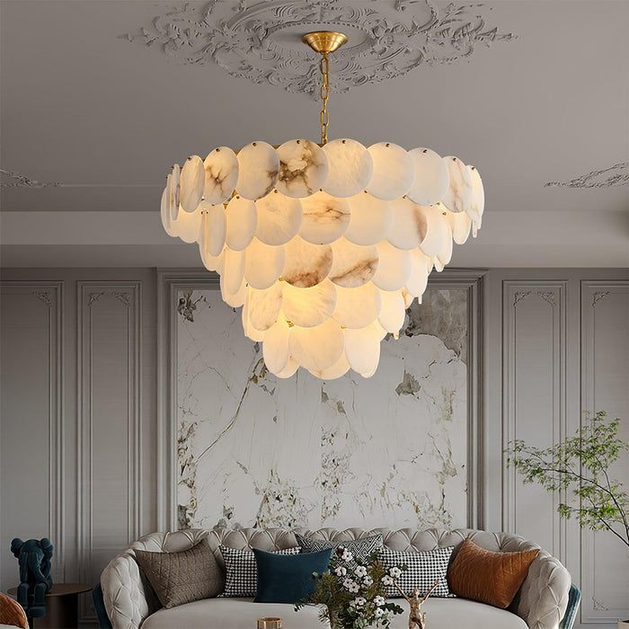 Alabaster Shell Brass Chandelier Vakkerlight