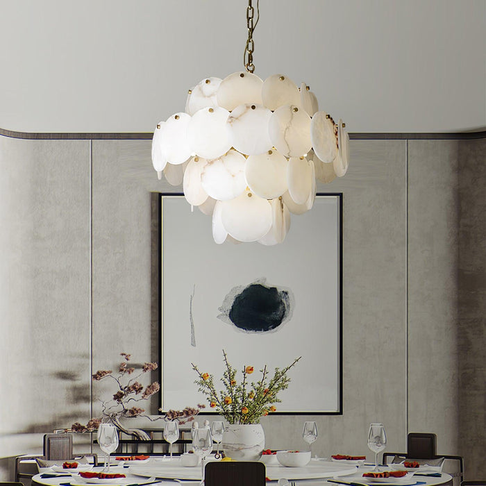 Alabaster Shell Brass Chandelier Vakkerlight