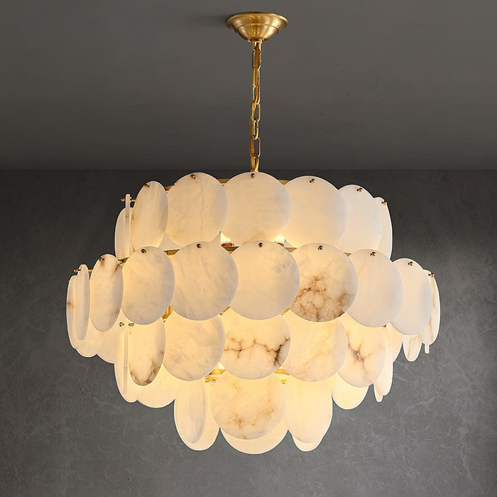 Alabaster Shell Brass Chandelier Vakkerlight