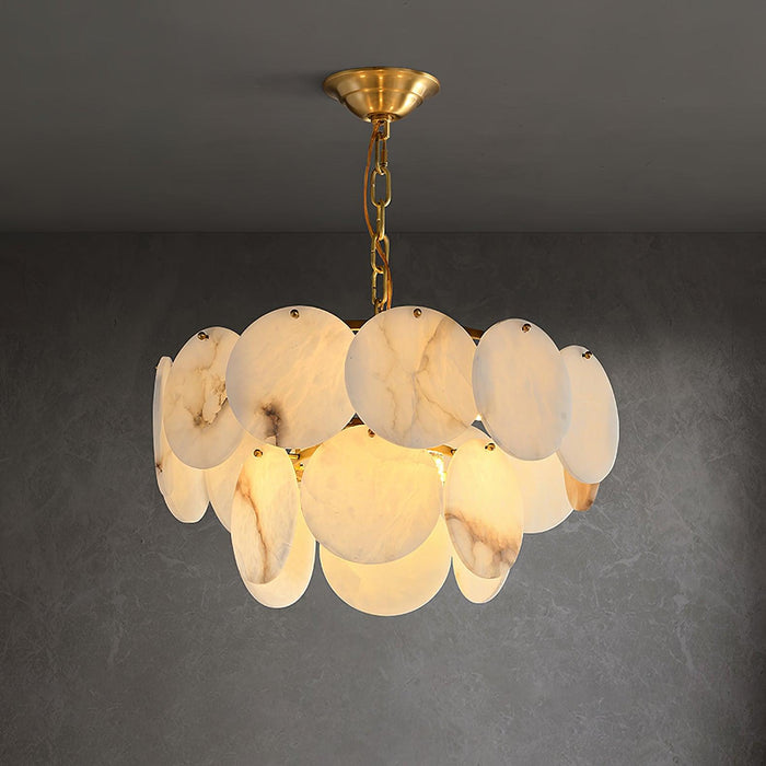 Alabaster Shell Brass Chandelier Vakkerlight