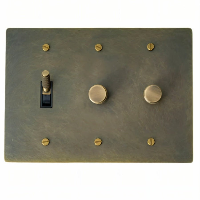 Brass Mixed Dimmer Switch (3-Gang) simprolos