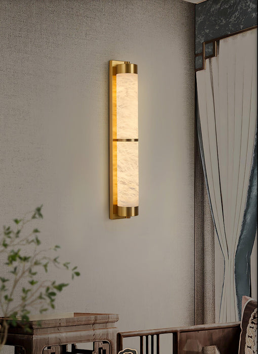 Cylindra Alabaster Brass Wall Light Vakkerlight