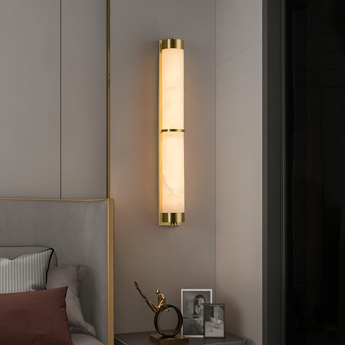 Cylindra Alabaster Brass Wall Light Vakkerlight