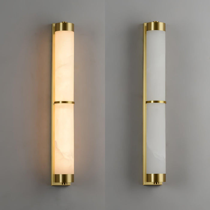 Cylindra Alabaster Brass Wall Light Vakkerlight
