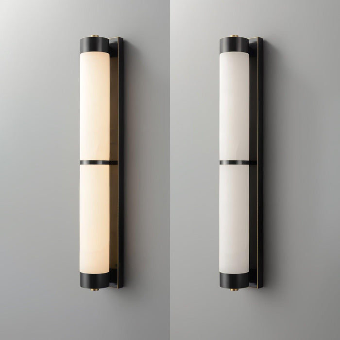 Cylindra Alabaster Brass Wall Light Vakkerlight