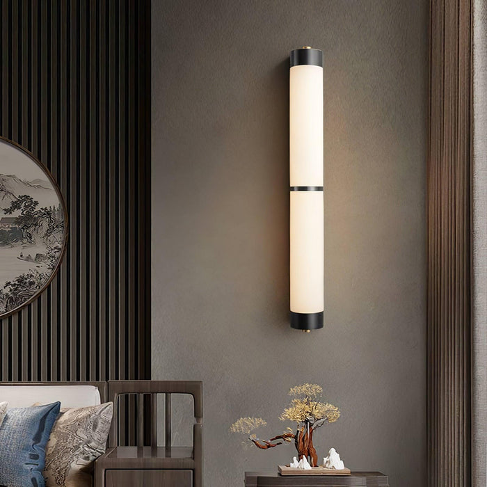 Cylindra Alabaster Brass Wall Light Vakkerlight