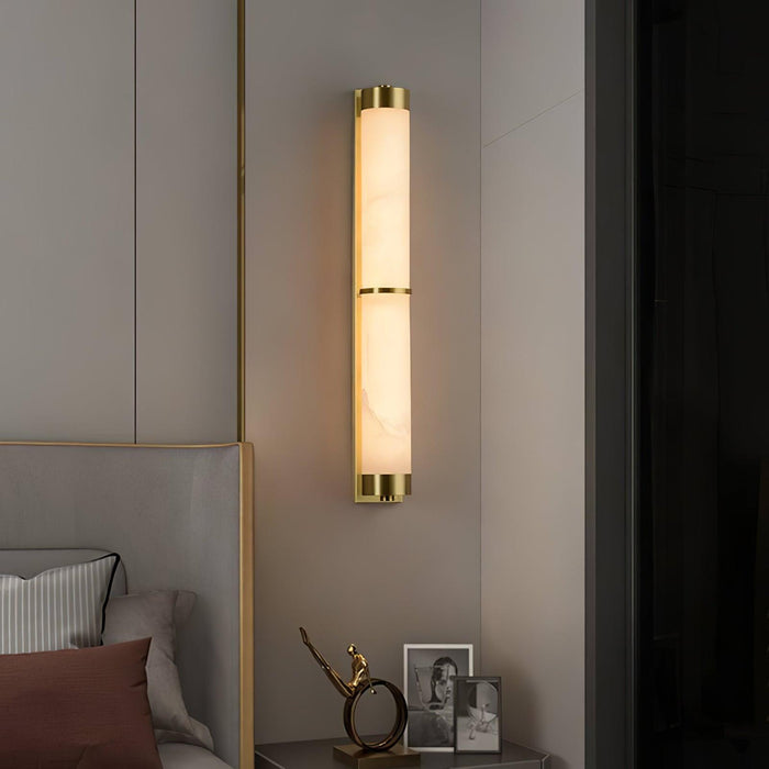 Cylindra Alabaster Brass Wall Light Vakkerlight