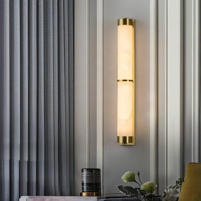 Cylindra Alabaster Brass Wall Light Vakkerlight