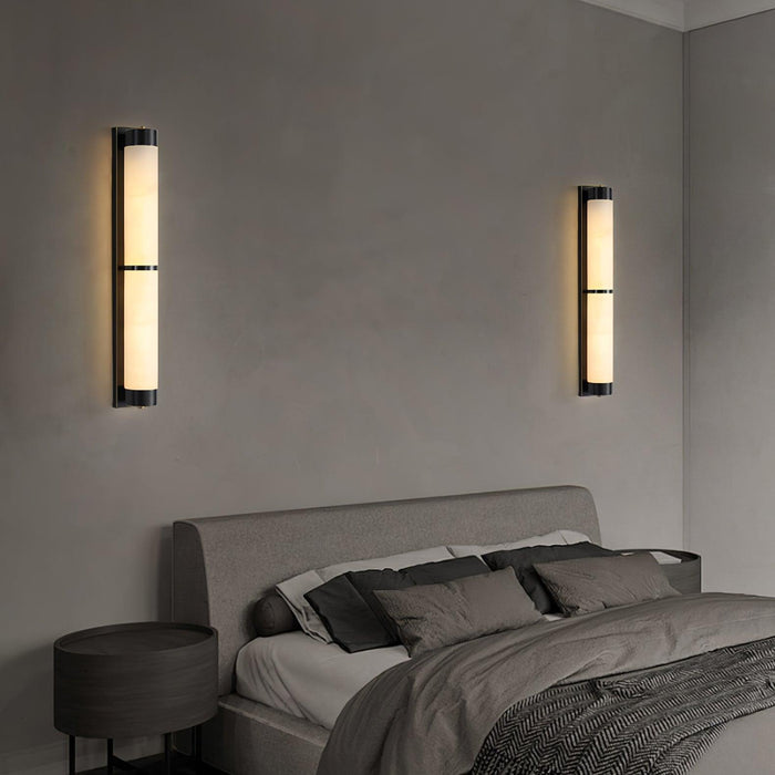 Cylindra Alabaster Brass Wall Light Vakkerlight