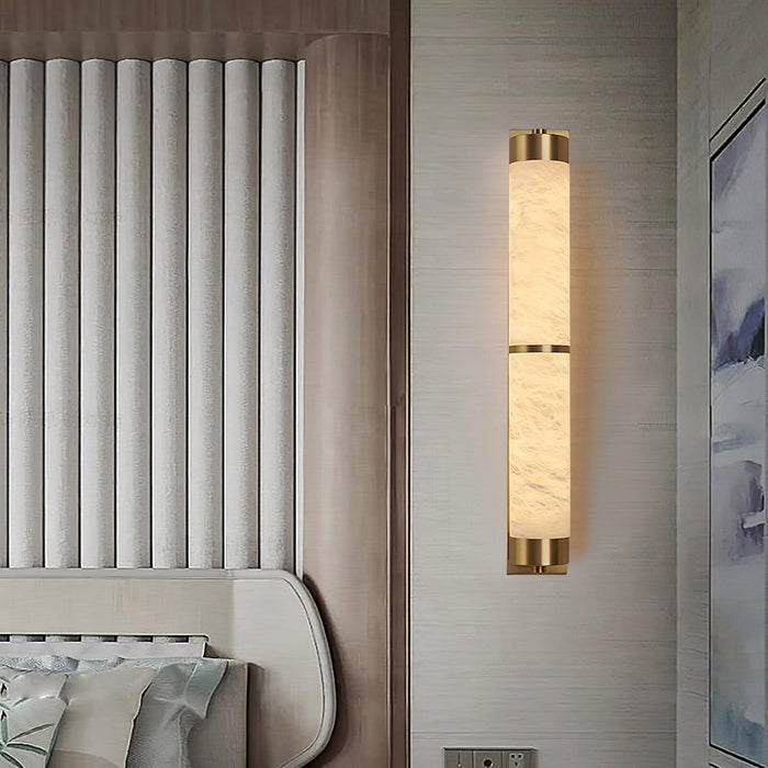 Cylindra Alabaster Brass Wall Light Vakkerlight