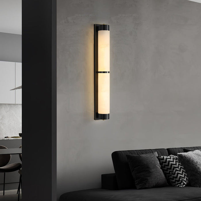 Cylindra Alabaster Brass Wall Light Vakkerlight