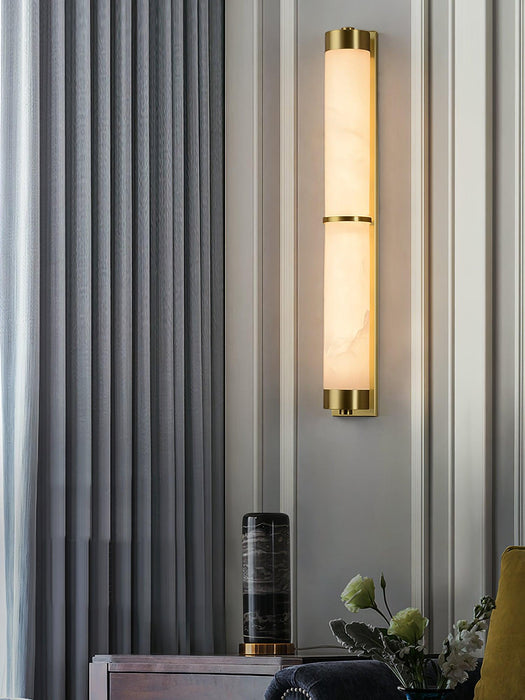 Cylindra Alabaster Brass Wall Light Vakkerlight