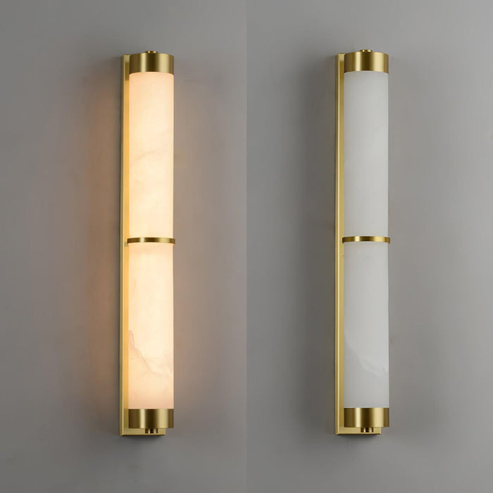 Cylindra Alabaster Brass Wall Light Vakkerlight