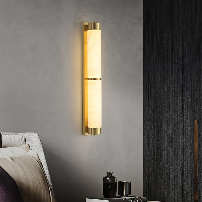 Cylindra Alabaster Brass Wall Light Vakkerlight