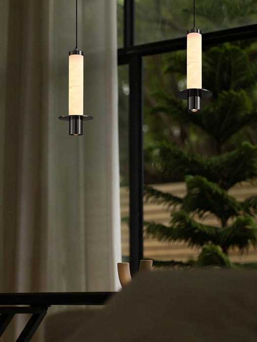 Cylindrical Plinth Alabaster Pendant Lamp Vakkerlight