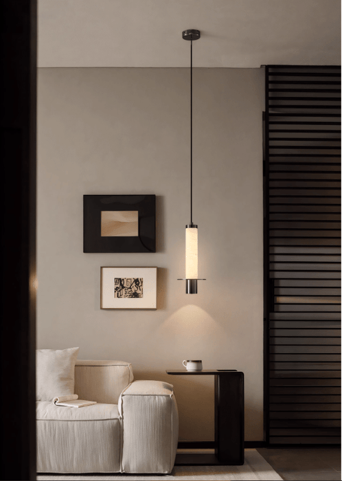 Cylindrical Plinth Alabaster Pendant Lamp Vakkerlight