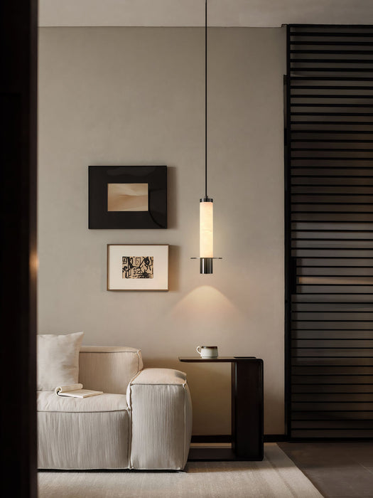 Cylindrical Plinth Alabaster Pendant Lamp Vakkerlight