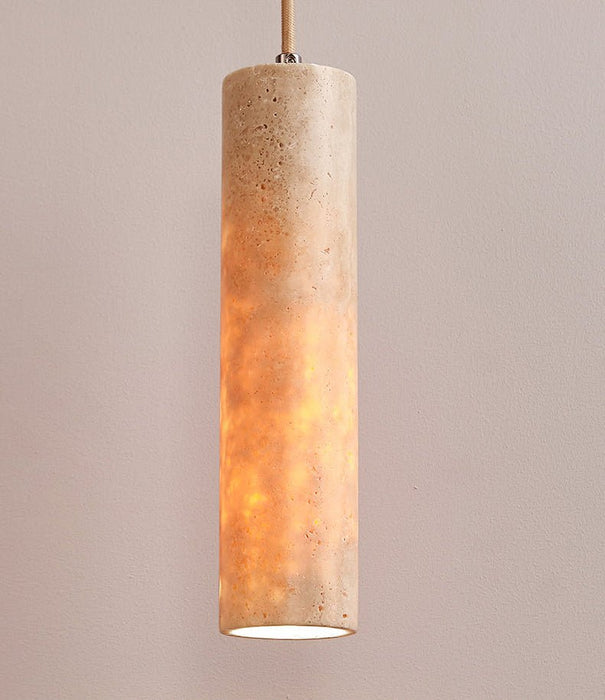 Cylindrical Travertine Pendant Light Vakkerlight