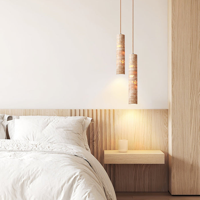 Cylindrical Travertine Pendant Light Vakkerlight