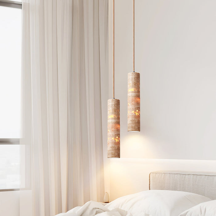 Cylindrical Travertine Pendant Light Vakkerlight