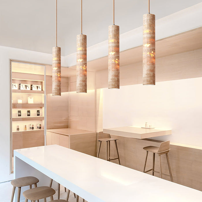 Cylindrical Travertine Pendant Light Vakkerlight